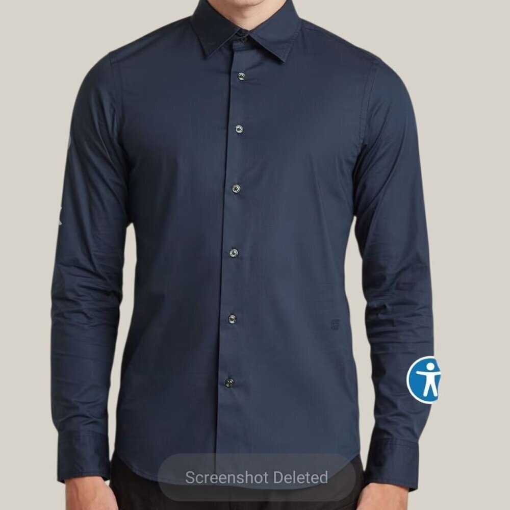 G-Star Raw Correct Mens Long-Sleeve Button-Up Shirt  Slim Fit Navy Blue Medium